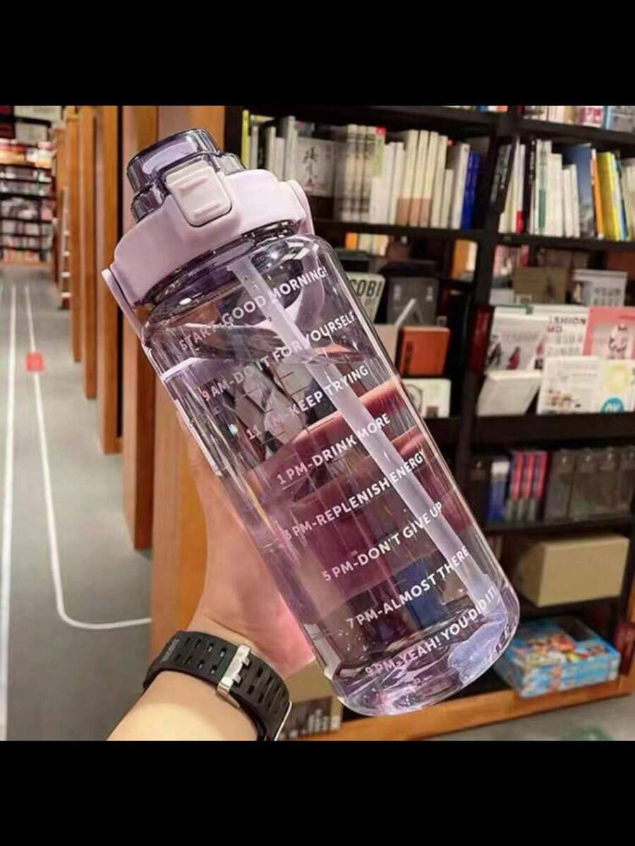 1 bình nước PC màu đen dung tích lớn 2000ml/750ml, cốc có ống hút di động dành cho thể thao và tập luyện, thích hợp sử dụng tại nhà và khi đi du lịch. - Màu tím - Xem 1