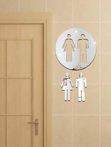 1 pieza Espejo adhesivo de pared para señalización de personal del baño en hotel con calcomanía para decoración - señales de baño - Ver 4
