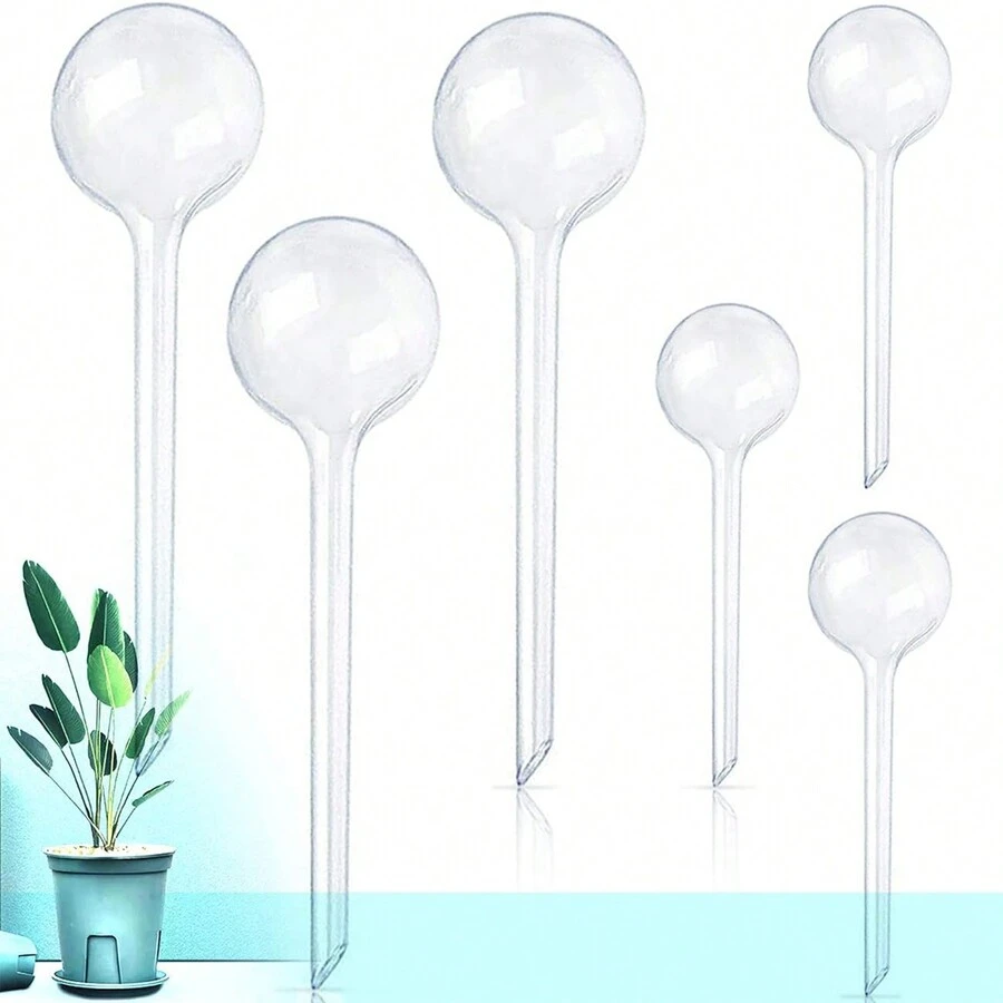 1大1小盆花自動澆水球，透明花園澆水球，盆栽自動澆水裝置，室內外裝飾 - 透明 - 查看 1