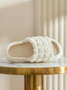 女士全季款舒適安靜室內拖鞋，透氣臥室和客廳家居拖鞋 - 白色 - 查看 6