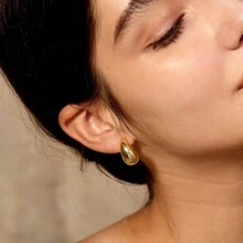 Tewiky Jewelry Chunky Gold Hoop Earrings For Women, 14K Gold/Silver Plated Hypoallergenic Earrings Lightweight Thick Gold Teardrop Earrings Gold Fashion Jewelry