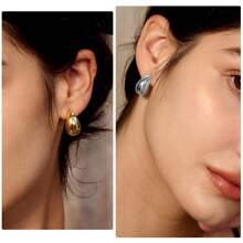 Tewiky Jewelry Chunky Gold Hoop Earrings For Women, 14K Gold/Silver Plated Hypoallergenic Earrings Lightweight Thick Gold Teardrop Earrings Gold Fashion Jewelry