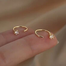 1 paire de boucles d'oreilles à tige réglables unisexes, avec zirconium cubique artificiel, un design simple brillant et tendance, pouvant être portées pendant le sommeil, convient pour le port quotidien des hommes et des femmes