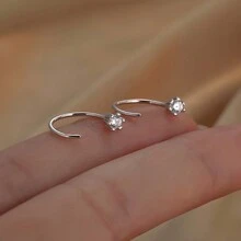 1 paire de boucles d'oreilles à tige réglables unisexes, avec zirconium cubique artificiel, un design simple brillant et tendance, pouvant être portées pendant le sommeil, convient pour le port quotidien des hommes et des femmes