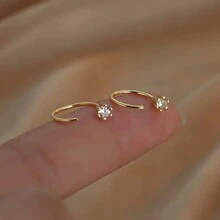 1 paire de boucles d'oreilles à tige réglables unisexes, avec zirconium cubique artificiel, un design simple brillant et tendance, pouvant être portées pendant le sommeil, convient pour le port quotidien des hommes et des femmes