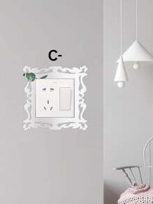 1pc Mirror Surface Switch Wall Sticker, Modern Plastic Switch Sticker For Home Decoration Mirror Wall Wall Decor Room Decor Wall Mirror Mirror For Room Bathroom Decor Living Room Decor - Silver - View 6