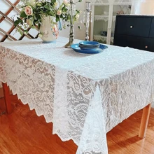 1 pieza Mantel de encaje floral con borlas adecuado para la decoración de la mesa del hogar