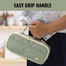 Dual Side Pencil Case Large Capacity Pencil Case Organizer; Double Zipper Storage Bag; Big Pencil Pouch - 綠色 - 查看 6
