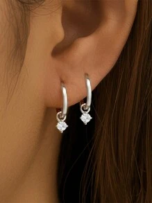 1Pair  925 Sterling Silver Earring For Women Romantic Hoop Earring 18K Gold Plated Suitable For Engagement  Bridal Jewelry Fine Jewelry - Silver - View 7