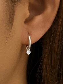 1Pair  925 Sterling Silver Earring For Women Romantic Hoop Earring 18K Gold Plated Suitable For Engagement  Bridal Jewelry Fine Jewelry - Silver - View 1