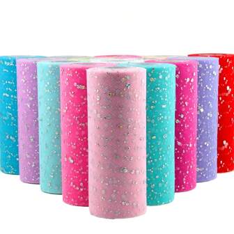 闪光亮片薄纱卷 15 厘米 * 10 码薄纱卷轴芭蕾舞短裙欧根纱激光 DIY 圣诞婚礼装饰生日派对用品，圣诞节