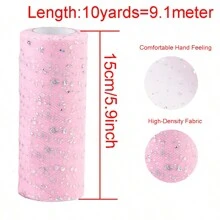 闪光亮片薄纱卷 15 厘米 * 10 码薄纱卷轴芭蕾舞短裙欧根纱激光 DIY 圣诞婚礼装饰生日派对用品，圣诞节 - 彩色 - 查看 2