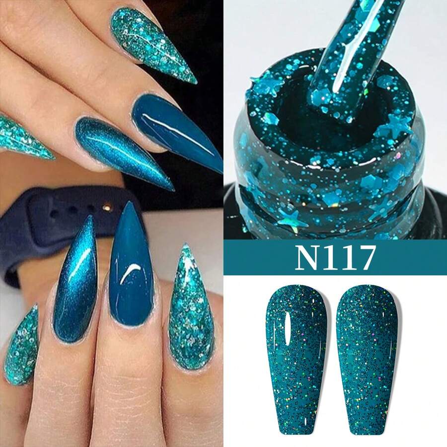 XEIJAYI 1 Bottle Gel Nail Polish, Popular Series Gel Manicure, 141 Vibrant Colors, Suitable For All Seasons - UV/LED Removable Soak-Off Gel Nail Polish, Suitable For DIY Nail Art Design, Gift For Women - 綠色 - 查看 1