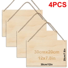 30x20cm / 12x7.8in 未完成的白木標牌空白矩形掛木牌 DIY手工藝項目，木製招牌帶繩，適用於門的裝飾，牆藝裝飾，2/4/8入組