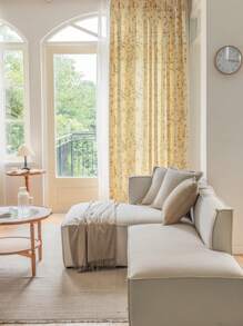 1片法式鄉村風格高精度數字印刷85%遮光窗簾，適用於客廳、臥室、書房或陽台窗戶 - 米色 - 查看 2