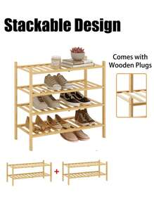 3-Tier Free Standing Shoe Racks, Bamboo Wood Shoe Rack For Entryway & Closet, Beautiful | Natural | Functional | Sturdy Shoe Rack - Yellow - View 5