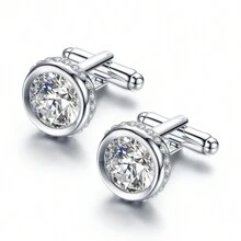 1 Pair Crystal Shirt Cuff Links Wedding Cufflinks For Men Jewelry Or Accessories Father's Day Gift For Party Anniversary Birthday