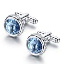 1 Pair Crystal Shirt Cuff Links Wedding Cufflinks For Men Jewelry Or Accessories Father's Day Gift For Party Anniversary Birthday