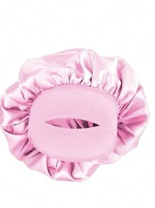 Cuffia in raso, cuffia di seta, cuffia per capelli, cuffia jumbo per dormire, cuffia in raso con fascia elastica per donne per camera da letto, viaggio, ufficio, scuola - Rosa - Visualizzare 4