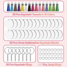 190入組空白透明亞克力鑰匙扣底座，DIY創意鑰匙扣吊飾，適用於日常使用和禮物標籤 - 無色 - 查看 6