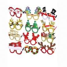 12 件装圣诞眼镜闪光节日派对眼镜框架圣诞装饰配件服装眼镜圣诞派对节日礼物 - 彩色 - 查看 4