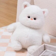 1pc 35cm Cute, Fluffy White Fat Cat Plush Toy With Hug-Me Expression For Kids - White - View 3