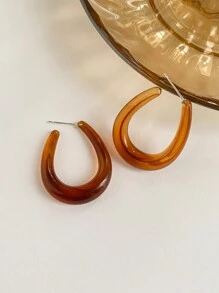 1 đôi Phổ biến nhất Cổ điển Hình chữ U vui tươi & Vòng khuyên tai đơn giản Thích hợp Đối với Của phụ nữ Mặc hàng ngày - màu đen - Xem 9