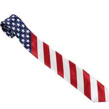 1 pieza Corbata clásica de hombre con estampado de rayas y estrellas de la bandera americana, hecha de poliéster, adecuada para usar con traje y camisa en ocasiones festivas - Multicolor - Ver 4