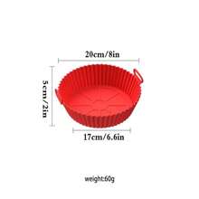 Air Fryer Silicone Liner For 3-5 QT, Flammable Parchment Paper Replacement, Reusable Baking Pan Oven Accessory, Red/Blue, Round/Square(Top 8 Inches, Bottom 6.75 Inches)
