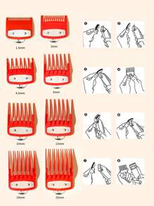 1 set de 8 piezas Juego de peines guía para cortapelos para hombres, compatible con recortadoras de cabello 8148, herramientas para el cabello, productos y accesorios para peluquería, salón de belleza, esenciales de viaje, vuelta al cole, accesorios para el cabello para mujeres, cepillo para peinado hacia atrás, accesorios de peluquería, secador de pelo - Multicolor - Ver 3