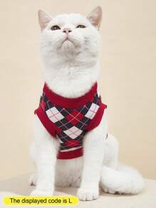 1件經典菱形圖案寵物上衣（適用於貓狗），夏季 - 彩色 - 查看 1