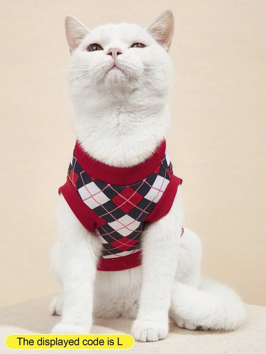 1件經典菱形圖案寵物上衣（適用於貓狗），夏季 - 彩色 - 查看 1