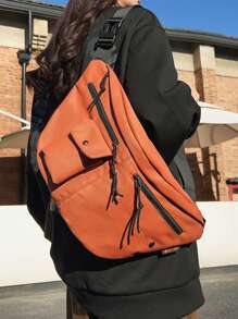 Solid Color Street Style Japanese Couple Chest Bag, Large Capacity Simple And Lightweight  Shoulder Bag For Women, Men Casual Outdoor  Sports Crossbody Bag, Suitable  For Going Out, Cycling And Sports