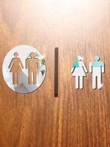 1 pieza Espejo adhesivo de pared para señalización de personal del baño en hotel con calcomanía para decoración - señales de baño - Ver 8