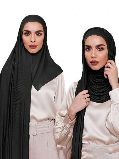 1 Pc Women's Solid Color Modal Copier Headband Scarf, Silk-Like Headwrap Scarf, Versatile Middle East Style Head Accessory