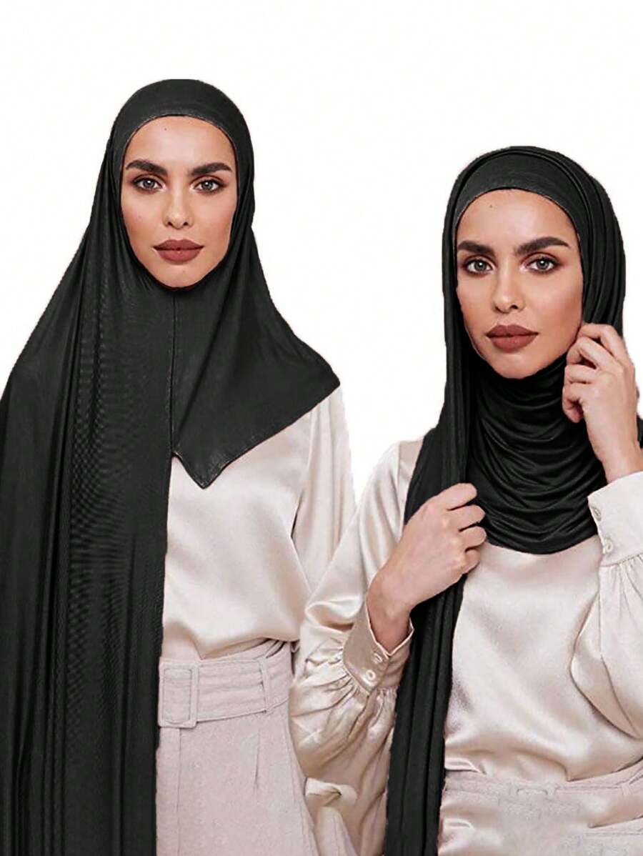 1 Peça Lenço Turbante Feminino de Cor Sólida em Modal, Lenço Tipo Seda, Acessório Versátil de Cabeça Estilo Oriente Médio