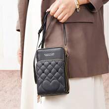 新款女士多功能觸控屏手機錢包，多層格口設計，卡槽，大容量，時尚簡約多拉鍊多功能肩袋