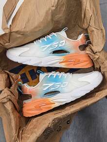 男士透氣網眼休閒運動訓練鞋，男士夏季涼鞋，男士耐磨防滑運動鞋，男士休閒鞋 - 藍白色 - 查看 6