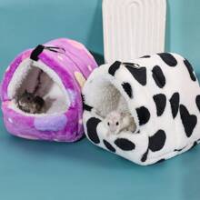 Giường nhà cho chuột hamster nhiều màu, thiết kế treo cho sóc, tàu lượn đường, nhím, chuột lang, chuột đồng, tổ nhung ấm áp cho thú cưng nhỏ - Màu tím - Xem 2