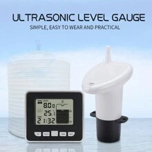 Medidor inalámbrico de nivel de líquido de tanque de agua ultrasónico FT002 con sensor de temperatura, pantalla de tiempo de nivel de agua e indicador de batería baja - Negro - Ver 3