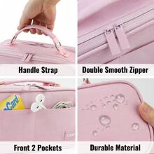 Dual Side Pencil Case Large Capacity Pencil Case Organizer; Double Zipper Storage Bag; Big Pencil Pouch - 粉色 - 查看 3