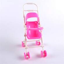 1pc Children Toy Doll Cart Plastic Furniture Stroller Girls Classic Toys Trolleys Dolls Accessories(10*8*18cm,Doll Is Not Included)