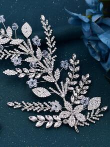1 Máy Tính Cô Dâu Phụ Kiện Tóc Handmade Kim Cương Giả Bên Mũ Trụ Nữ Tóc Cho Updo Kiểu Tóc Áo Cưới Phụ Kiện Tiaras - Bạc - Xem 7