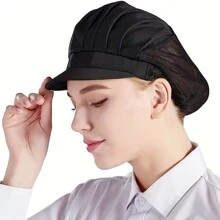 1 pieza de gorros de chef de tela, gorro de cabello desechable y transpirable de unicolor, gorro de cabello simple de unicolor, gorro de chef de unicolor, red para cabello de servicio de catering, red para cabello de cocinar en la cocina, accesorios de cocina - Multicolor - Ver 10