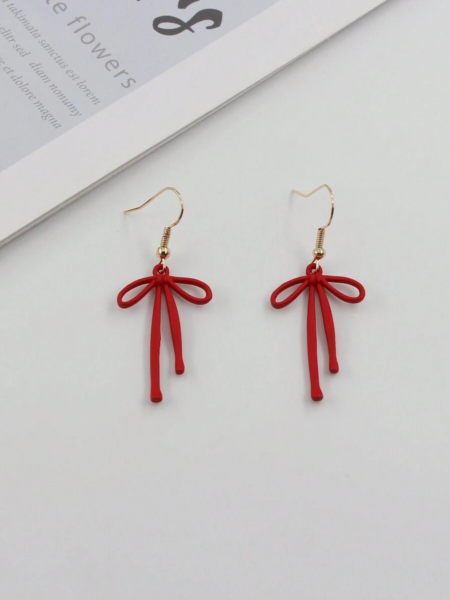 Candy-Colored Pink Bow Tie Necklace Earrings Set Valentines,Mom,Mother,Mother's Day,Gift