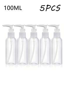 5 bucăți sticle rotunde cu umăr de 3,4 oz, dozator de sticle cu pompă, dozator cu pompă de loțiune, recipiente de călătorie, din plastic, sticlă reîncărcabilă pentru cosmetice, recipiente de călătorie, sticle mici, rezistente la scurgeri, pentru articole de toaletă, șampon, loțiuni, balsamuri, cosmetice mărime de călătorie, călătorii acasă/Accesorii portabile 100 ml - alb - Vizualizare 9