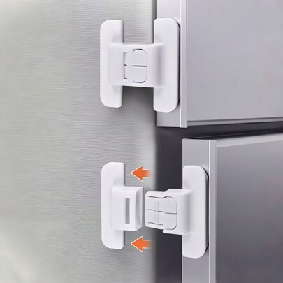 زوج/قطعة واحدة من أقفال الثلاجة البيضاء، أقفال باب موزع المياه والأدراج، أجهزة حماية الأثاث، لوازم العودة إلى المدرسة