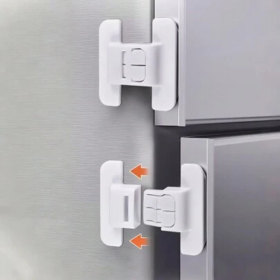 زوج/قطعة واحدة من أقفال الثلاجة البيضاء، أقفال باب موزع المياه والأدراج، أجهزة حماية الأثاث، لوازم العودة إلى المدرسة