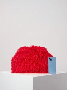 Borsa a clutch MICHELLE, in morbido peluche tinta unita, borsa da sera per donna, portafoglio di grande capacità, adatta come regalo per donne per San Valentino