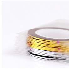 10pcs French Tip Tool Nail Art Gold And Silver Thread Top Glue Nail Decoration Anniversary, Thanksgiving Day, Christmas Day, Y2K Birthday, Festival, Valentine's Day, Mother's Day, Salon DIY Nail Polish Ideal Gift: Enjoy Nail Polish Art Time At Home With Family And Friends Nail Stickers For Nail Art Nail Charms Nail Gems Nail Supplies - Multicolor - View 7